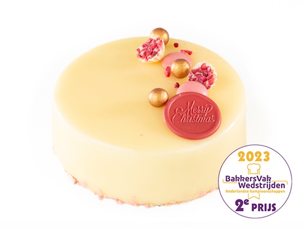 White chocolate raspberry Kerst taartje