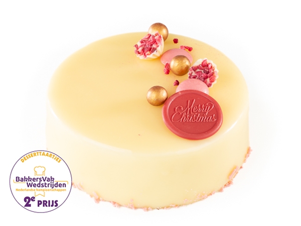 White chocolate raspberry Kerst taartje